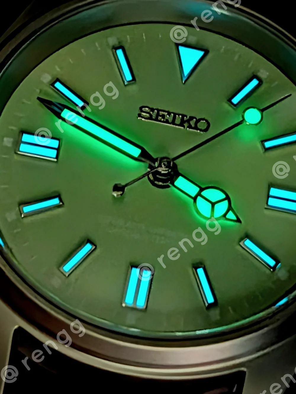 36mm Titanium Slim Seiko Field Mod Watch Light Green Sapphire Smooth Sweep Sec